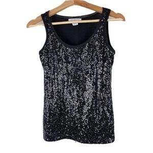 Liz Claiborne Size PS Black Sequin Tank Top
